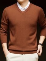 Woolen Sweater Men's Casual Thin V-neck Sweater - Image 5