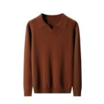 New Polo Collar Knitted Long Sleeve Sweater Male - Image 6