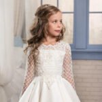 Little Girl Long Sleeve Dresses Champagne - Image 4