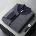 Cashmere Thickened Men's Half Turtleneck Zipper Knitted Cardigan - Image 3