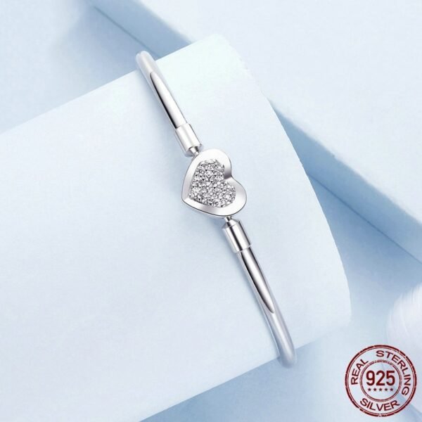 S925 Sterling Silver Shining Heart-shaped Zircon Bracelet