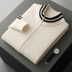 Men's Half-high Collar Knitted Slim-fitting All-matching Striped Korean Sweater - Image 4