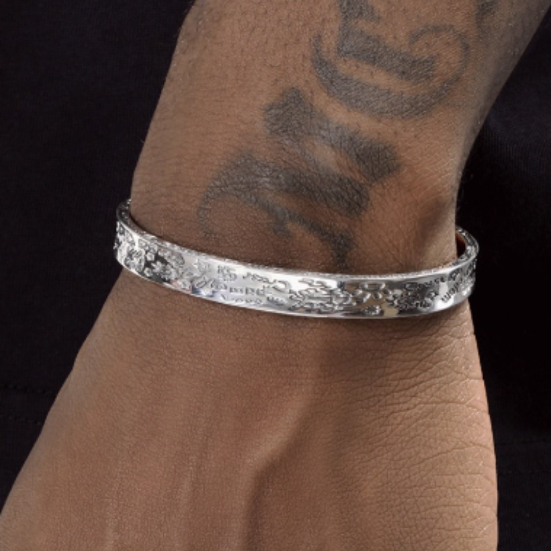 81a8c81c-dc98-4541-abde-c3959ca39470-1.jpg 925 Sterling Silver Graffiti Bracelet Men's Hip-hop Retro - Image 1