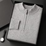 Men's Half-high Collar Loose Half Zipper Solid Color Pullover Sweater - Image 3
