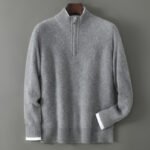 Half Turtleneck Zipper Design Pure Wool Knit Bottoming Shirt - Image 9