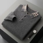 POLO Lapel Pullover Multicolor Casual Loose Cashmere Knitted Bottoming Shirt
