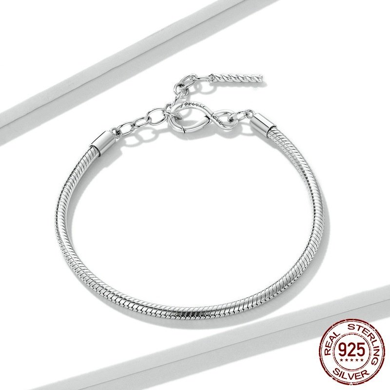 850422be-3984-4bab-aaf2-95a0d696468d-1.jpg Infinite Bracelet S925 Silver Simple All-match Adjustable Snake Bone Bracelet - Image 1