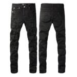 Foreign Trade Trend New Purple Black Slim Fit Button Jeans - Image 7