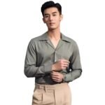 Cuban Collar Shirt Men's Business Casual Long Sleeve Shirt - Image 5
