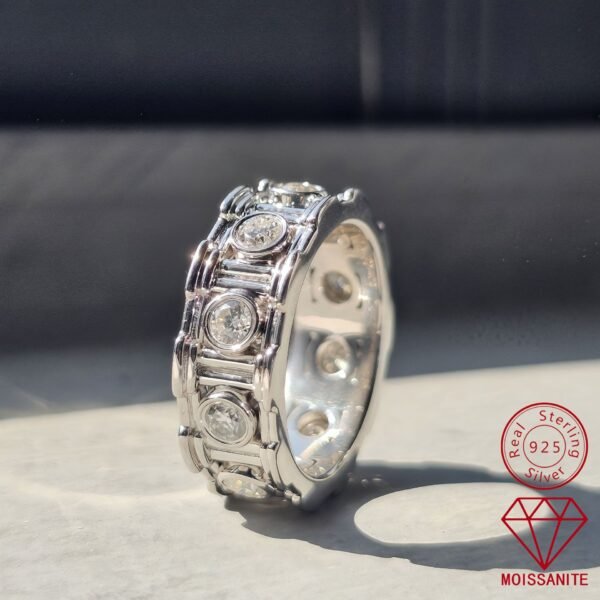 Roman Column Design 925 Silver Inlay Moissanite Ring Light Luxury Female