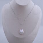 Freshwater Pearl Shaped Baroque Pendant 925 Sterling Silver Button Necklace - Image 2
