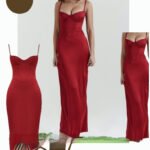 Ladies New Camisole Wine Red Evening Dress - Image 3