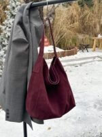 Women's Minimalist Loose Suede Shoulder Bag - Image 10