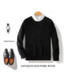 Autumn And Winter New Men's Round Neck Sweater Pullover Solid Color Jacquard Casual Business Sweater - Image 6