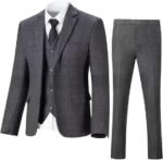 Men's Herringbone Pattern Slim Three Pieces Work Suit - Image 5