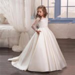 Little Girl Long Sleeve Dresses Champagne - Image 3