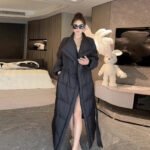 Retro Elegant Lapel Long Lace Up Down Cotton-padded Jacket - Image 3