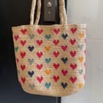 High Quality Raffia Love Embroidery Woven Bag Women - Image 4