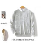 Autumn And Winter New Men's Round Neck Sweater Pullover Solid Color Jacquard Casual Business Sweater - Image 4