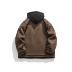 Color Matching Three-dimensional Pocket Fake Two Pieces Shirts Retro Hooded Jacket Men - Image 2