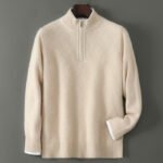 Half Turtleneck Zipper Design Pure Wool Knit Bottoming Shirt - Image 7