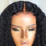 Density Long Kinky Curly Wig Lace Front Human Hair Fluffy - Image 3