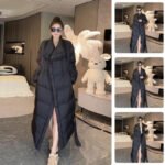 Retro Elegant Lapel Long Lace Up Down Cotton-padded Jacket - Image 6