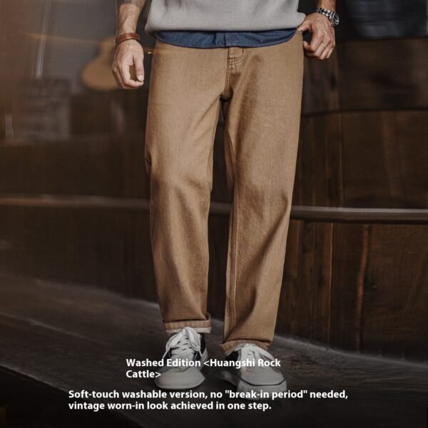 Workwear American Retro Khaki Jeans Maillard Straight Casual