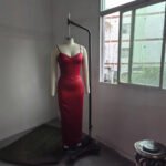 Ladies New Camisole Wine Red Evening Dress - Image 4
