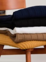 Solid Color Knitted Cotton Breathable Round Neck Long Sleeve T-shirt - Image 5