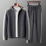 Men's Cardigan Hooded Color Matching Suit