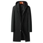 Men's Detachable Hooded Urban Mid-length Woolen Coat - Image 3