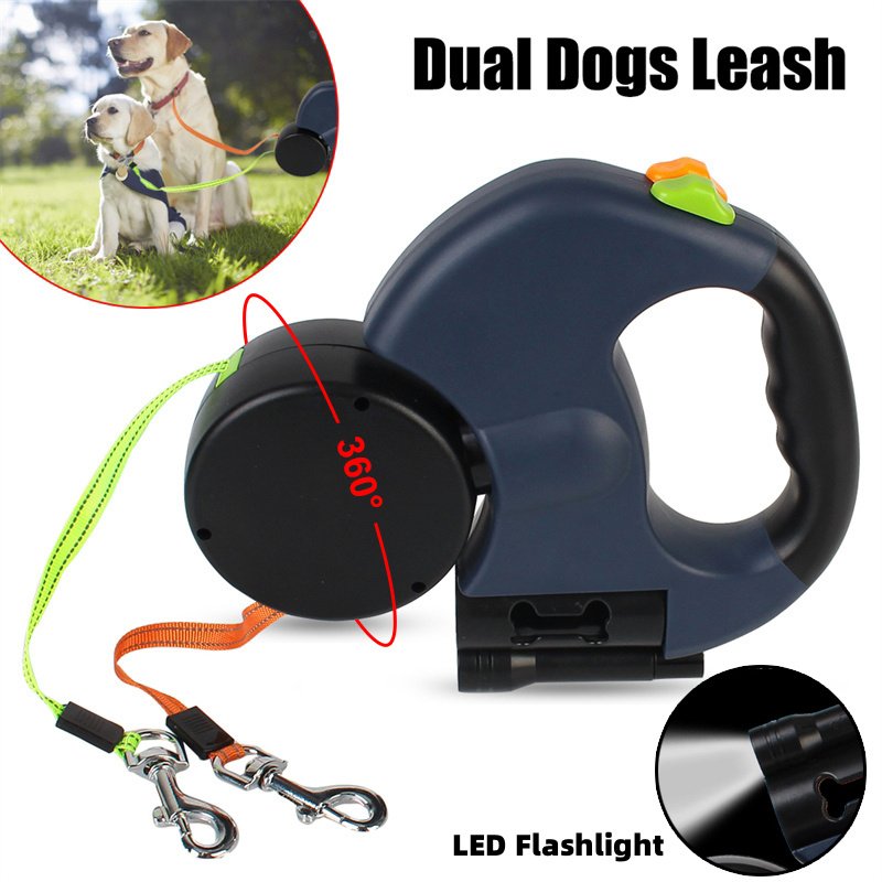 ad904fdf-8b25-4b50-81ca-c7a16cd4c3a7-1.jpg Retractable Dog Leash For Small Dogs Reflective Dual Pet Leash Lead 360 Swivel No Double Dog Walking Leash With Lights Pet Products - Image 1