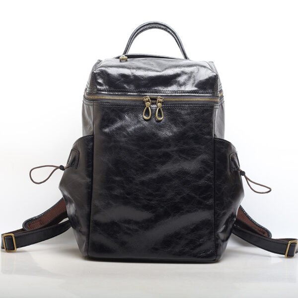 Classic Retro Backpack Crazy Horse Leather Cowhide Multi-compartment