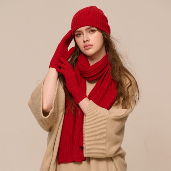 New Wool Scarf Hat Gloves Three-piece Set For Women