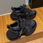 Shiny Sequin Women's High-top Sneakers With Thick Soles, Lace-up Fashion Shoes Featuring Silver And Red Rhinestone Design - Image 8