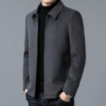 Men's Casual Polo Collar Woolen Jacket Woolen Coat Men's Clothing - Image 3