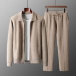 Men's Loose Lapels Thickened Oversized Knit Cardigan Suit