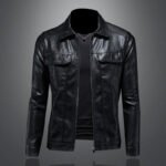 Men's Lapel Biker's Leather Jacket Slim Fit