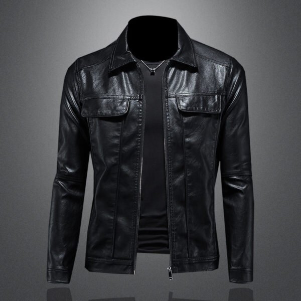 Men's Lapel Biker's Leather Jacket Slim Fit