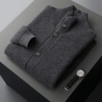Men's Cashmere Cardigan Stand Collar Simple Urban Outerwear - Image 3
