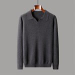 New Polo Collar Knitted Long Sleeve Sweater Male - Image 5
