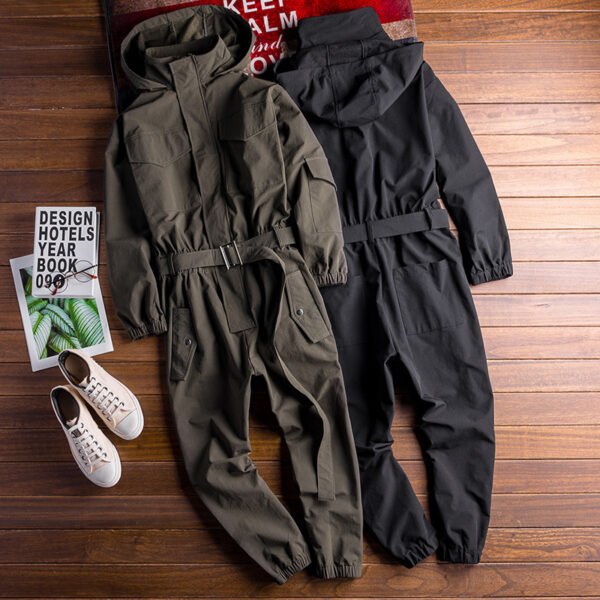 Workwear Jumpsuit Men's Hooded Couple Jacket Suit Ankle-tied