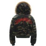 Letter Embroidered Camouflage Hooded Velvet Cotton Clothes Coat - Image 3