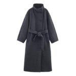 Women's Stand Collar Belt Overcoat Coat - Image 5