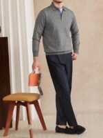 Slim-fit Lapel Polo Shirt Wool Knitted T-shirt - Image 7