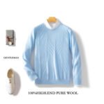 Autumn And Winter New Men's Round Neck Sweater Pullover Solid Color Jacquard Casual Business Sweater - Image 3