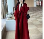 Women's Lace-up Long Elegant Woolen Coat - Image 6