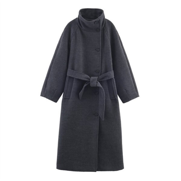 Women's Stand Collar Belt Overcoat Coat
