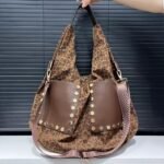 Women's Retro Leopard Print Bag Large Capacity Patchwork Handbag - Image 5